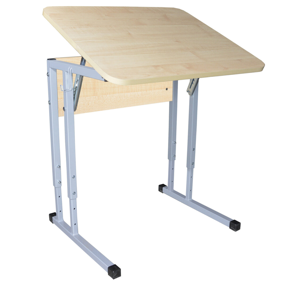 Стол-парта 1-местный, регулируемый угол, "Умник", 600х500х520-640 мм, рост 2-4, серый каркас, ЛДСП клён — изображение 1