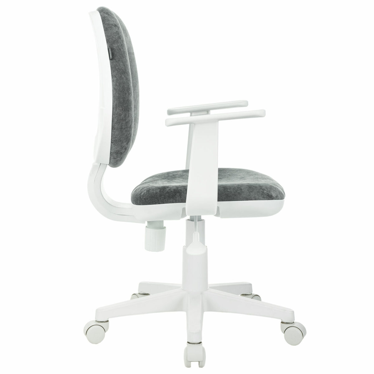 Кресло детское BRABIX "Fancy MG-201W", с подлокотниками, пластик белый, велюр, серое, 533010 — изображение 7