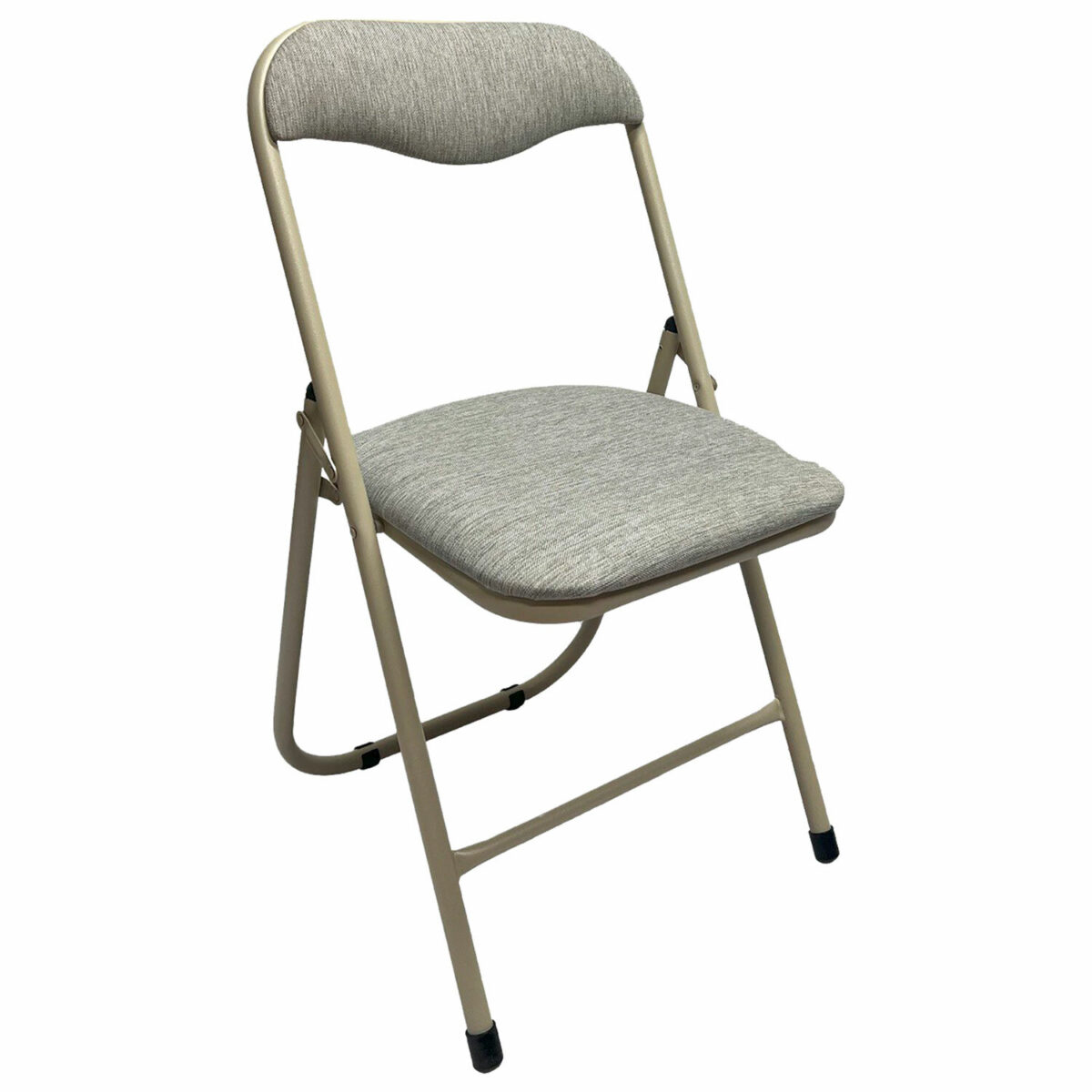 Стул складной для дома и офиса РС04, бежевый перламутровый каркас, рогожка бежевая — изображение 1