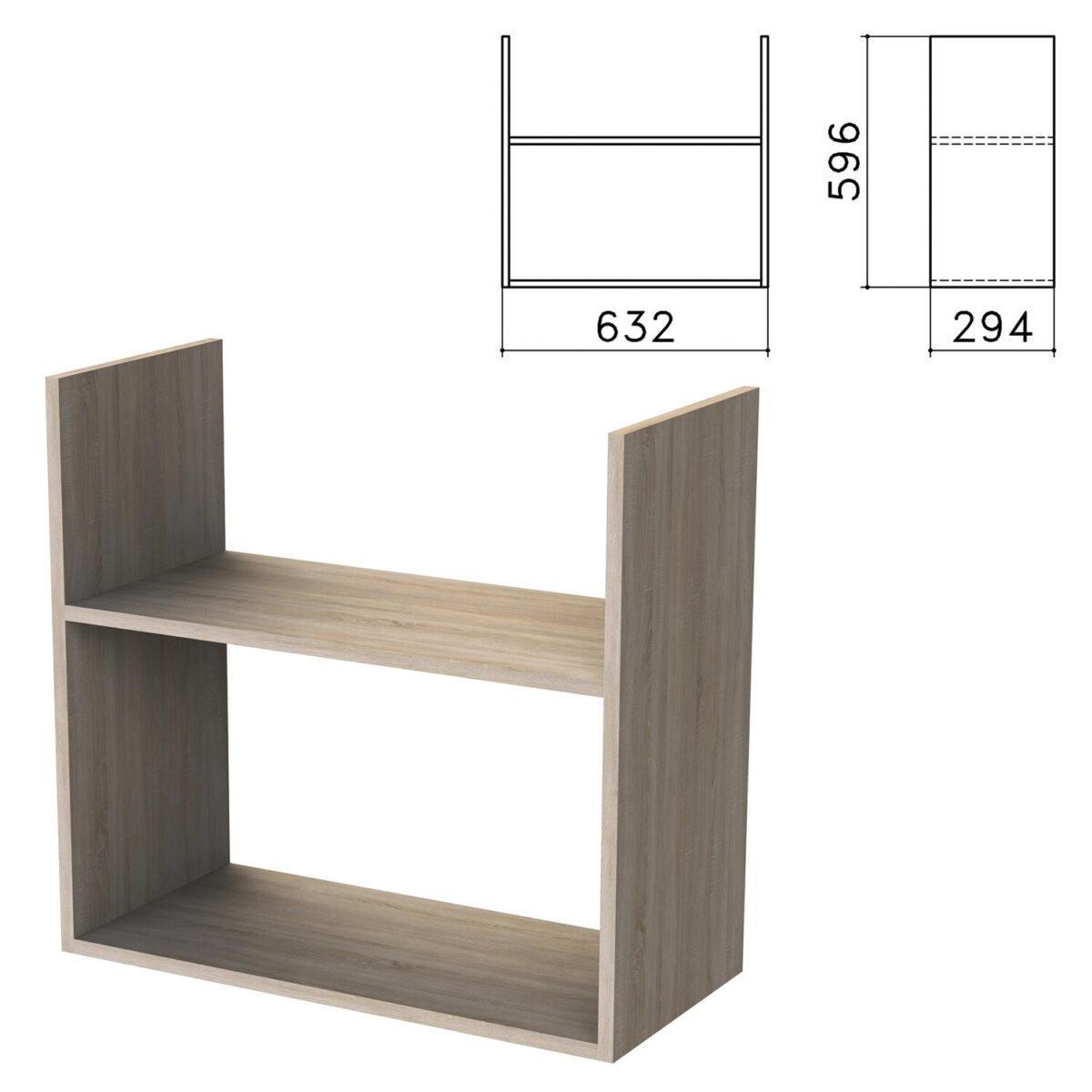 bbbeff30d1b1daab5a8319346f33c31b_xl Полка навесная настенная "Бюджет", 632х294х596 мм, дуб сонома, 402668-091 — изображение 1