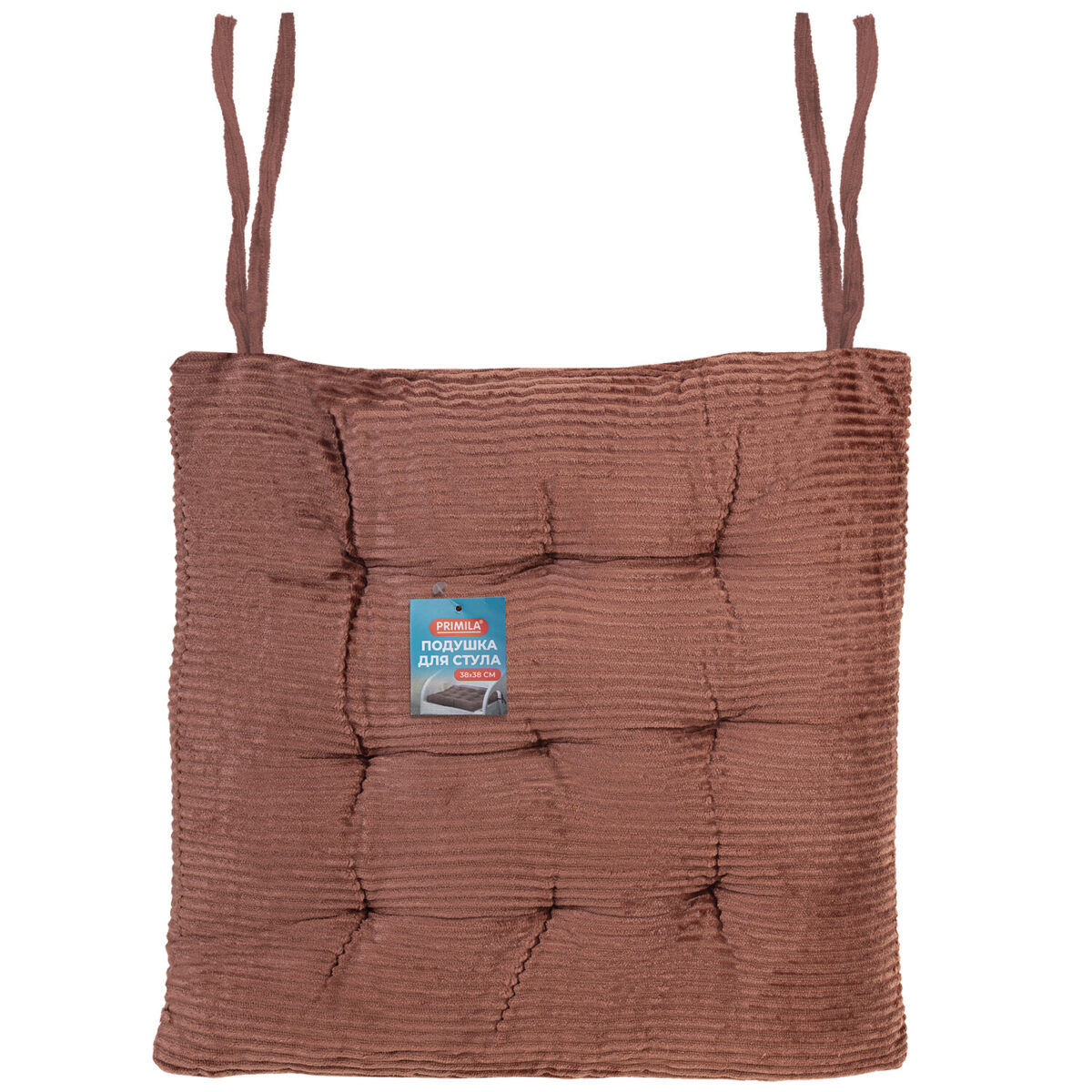 Подушка на стул "ВЕЛЬВЕТ" 38х38 см, полиэстер, коричневая, PRIMILA (ПРИМИЛА) CLASSIC, 700506 — изображение 2