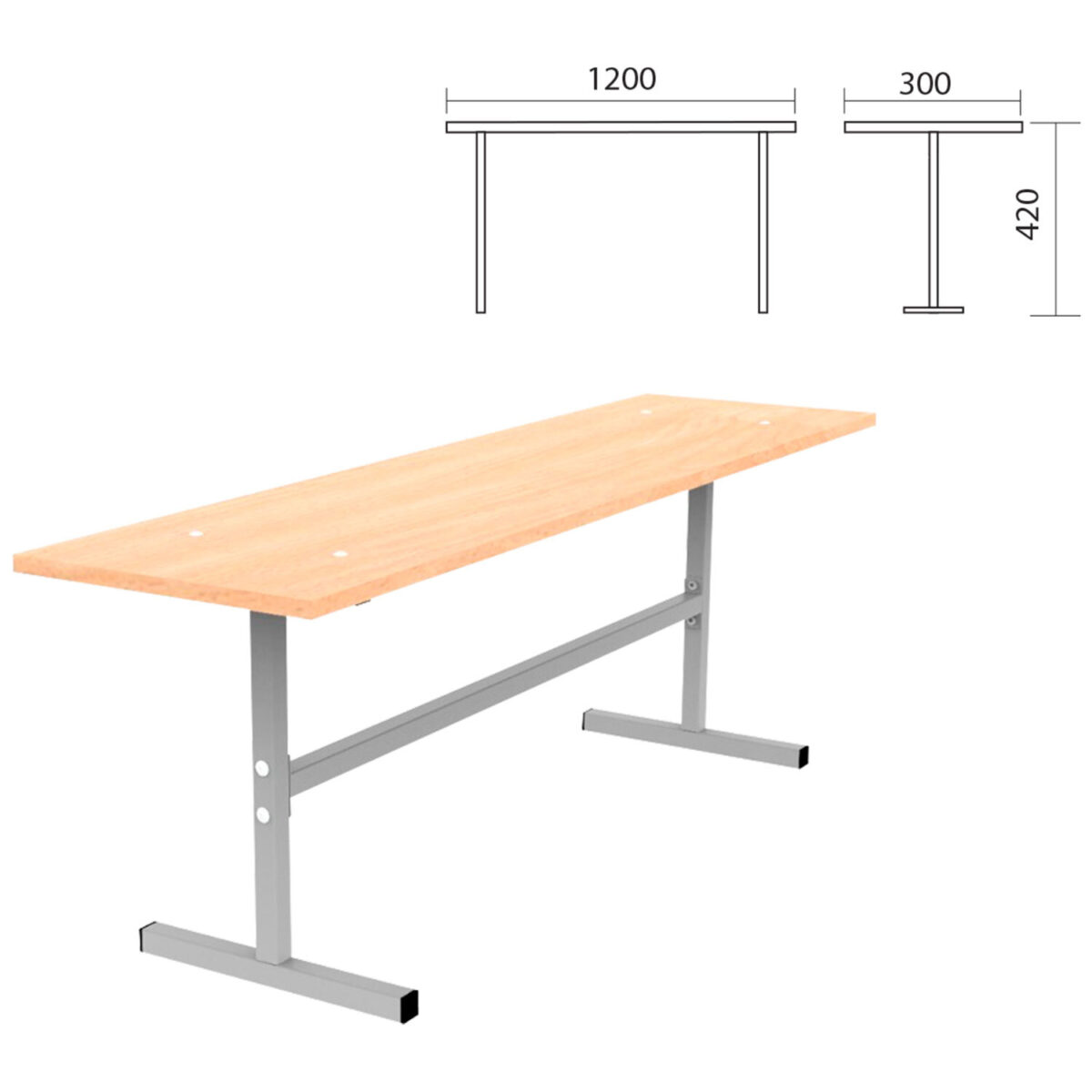 Скамья на 2 места "ССТ 1200", 1200х300х420 мм, каркас металл, сиденье ЛДСП бук — изображение 2