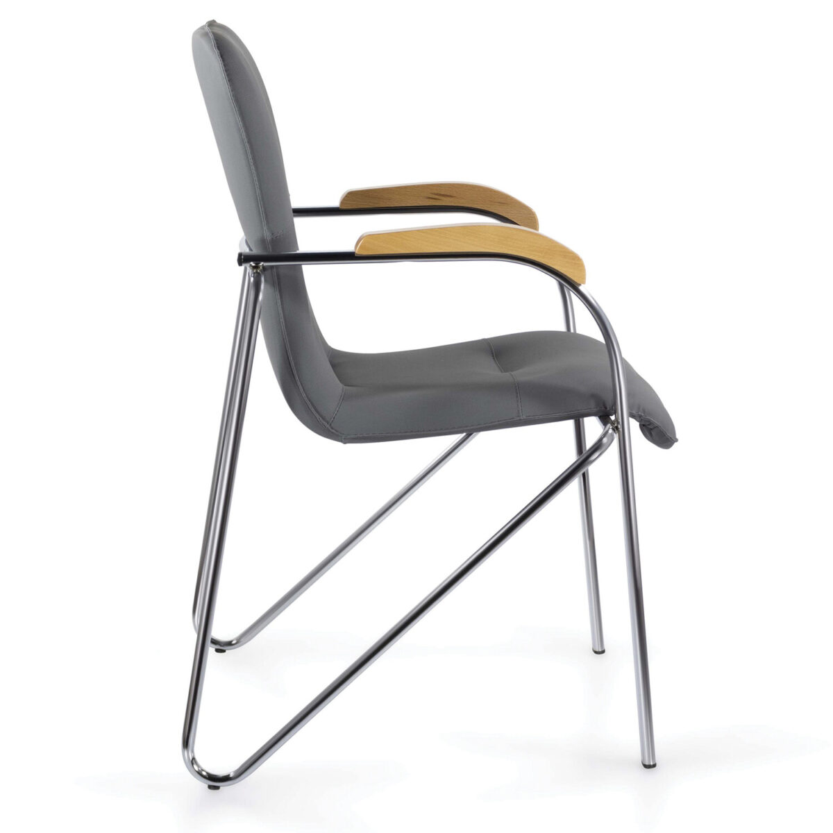 Кресло BRABIX "Samba CF-103", хром каркас, накладки "бук", кожзам серый, собрано, 532758 — изображение 4