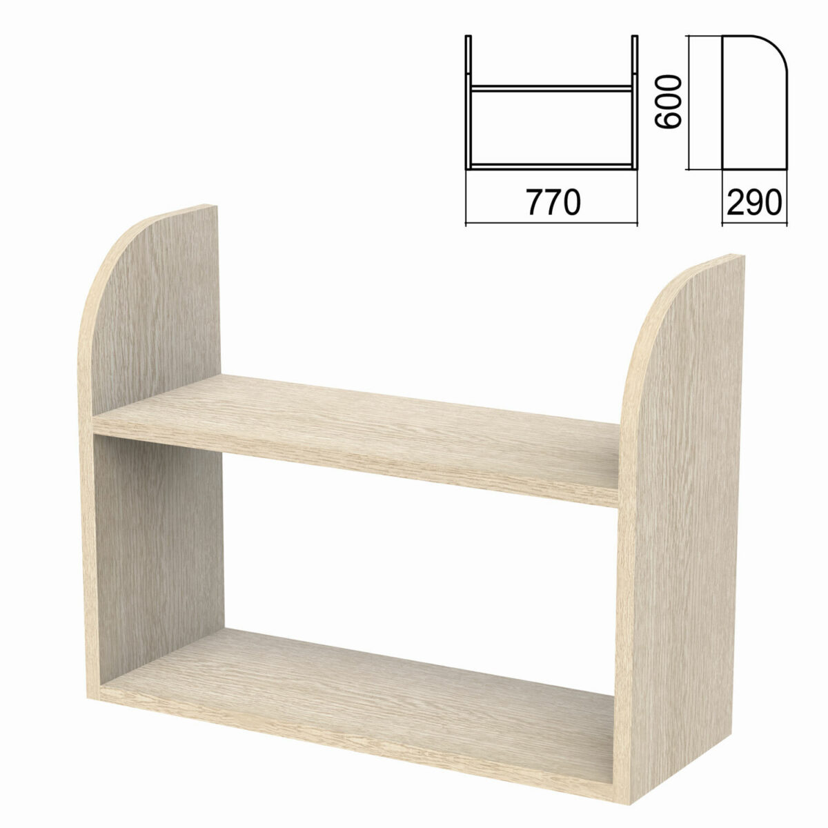Полка навесная настенная "Арго", 770х290х600 мм, ясень шимо — изображение 1