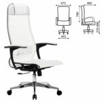 Кресло офисное МЕТТА "К-4-Т" хром, прочная сетка, сиденье и спинка регулируемые, белое — изображение 2