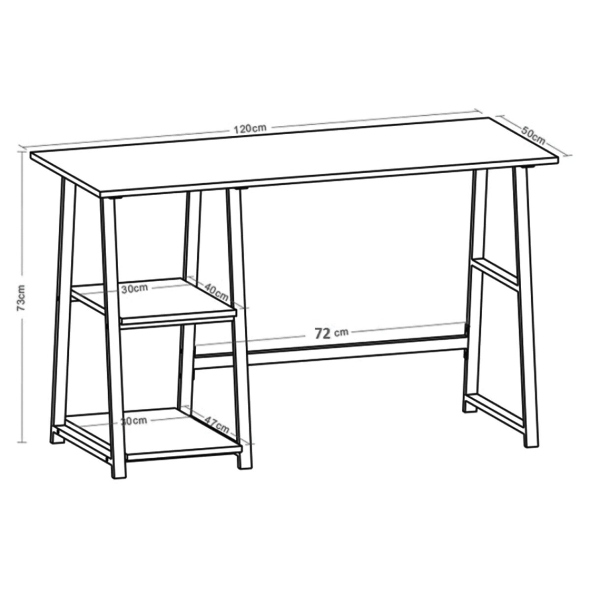 Стол на металлокаркасе BRABIX "LOFT CD-006", 1200х500х730 мм, 2 полки, цвет дуб антик, 641225 — изображение 4