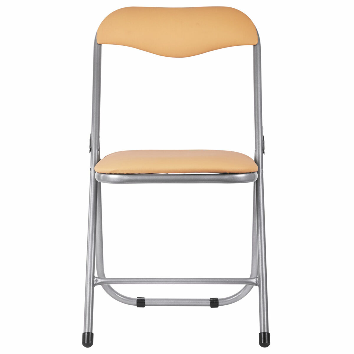 Стул складной для дома и офиса РС04, серебристый каркас, кожзам песочный — изображение 3