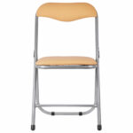 Стул складной для дома и офиса РС04, серебристый каркас, кожзам песочный — изображение 3