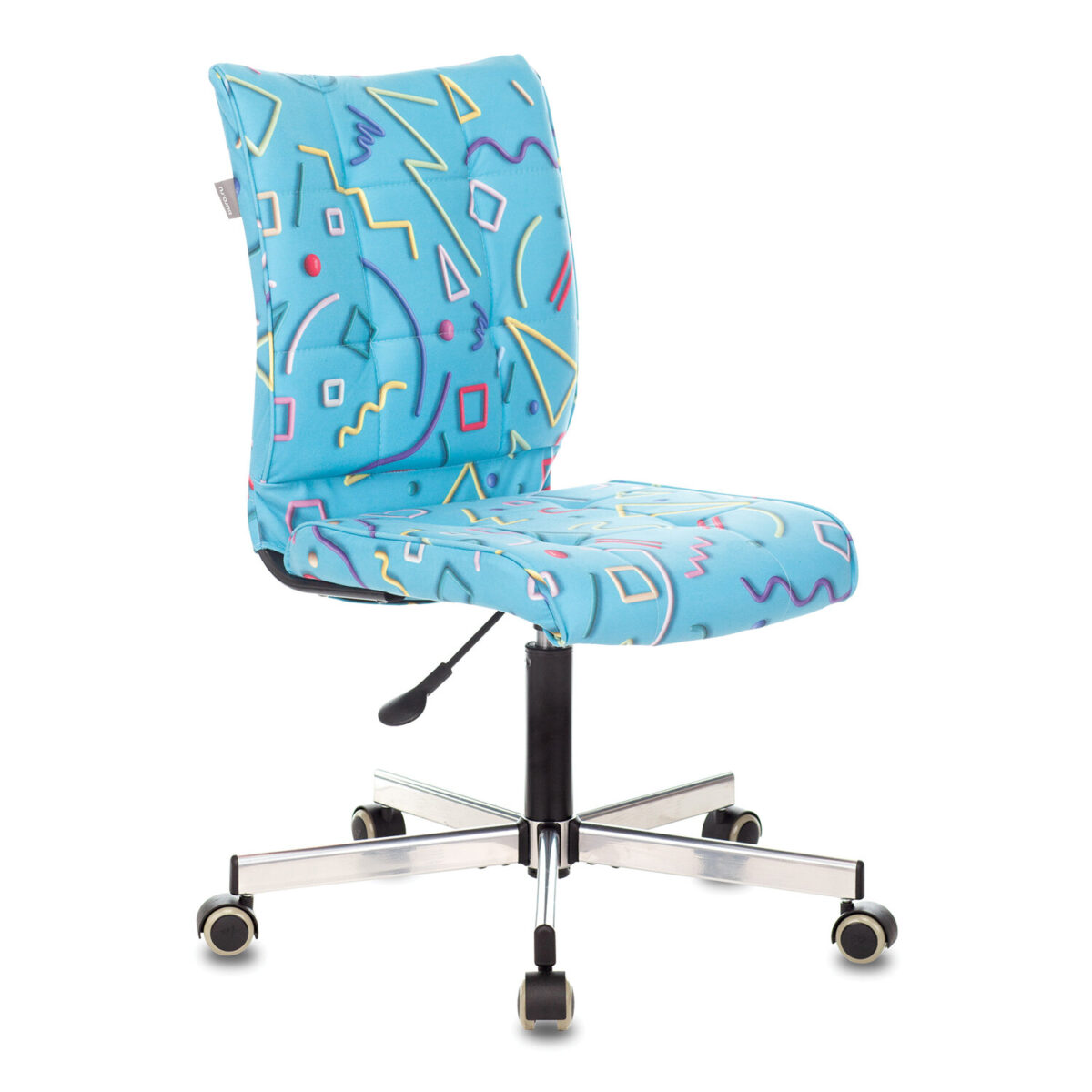 Кресло CH-330M, без подлокотников, пятилучие серебристое, ткань, голубое с рисунком, 1624532 — изображение 1