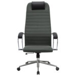 Кресло офисное МЕТТА "SU-B-10" хром, ткань-сетка, сиденье и спинка мягкие, темно-серое — изображение 6