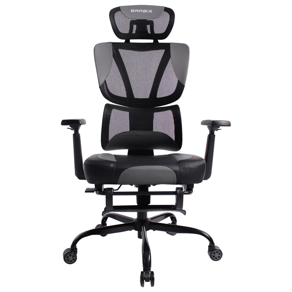 Кресло BRABIX PREMIUM "Venom GM-530", подножка, синхромеханизм, экокожа/сетка, черное/серое, 532951 — изображение 2