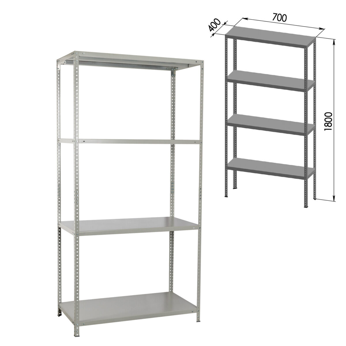 Стеллаж металлический BRABIX "MS KD-180/40/70-4", 1800х700х400 мм, 4 полки, компактная упаковка, 291113, S240BR124402 — изображение 2