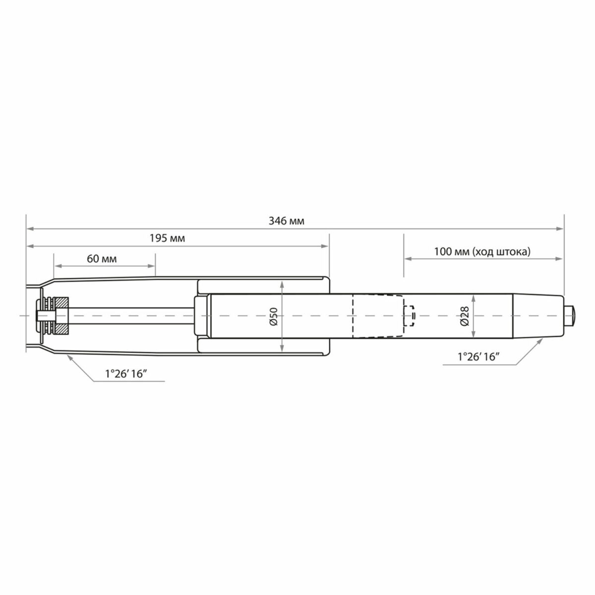 Газлифт прочный BRABIX HD-100 короткий, черный, в открытом виде 346 мм, d 50 мм, класс 4, 533075 — изображение 4