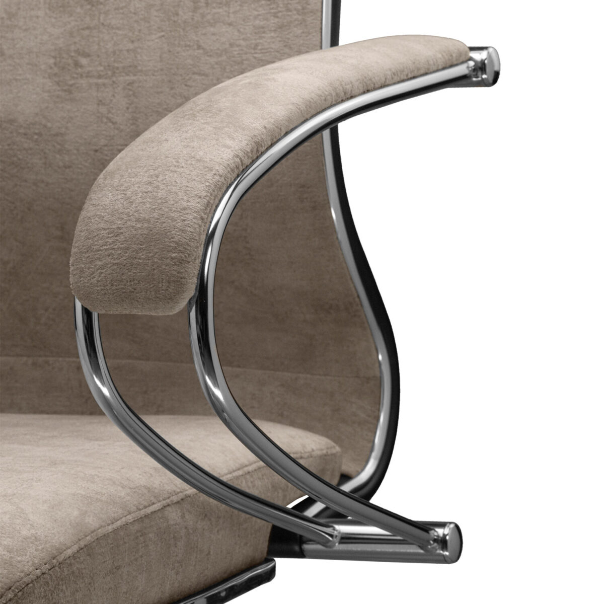 Кресло офисное МЕТТА "L1m 42", хром, сиденье и спинка мягкие, велюр, бежевое — изображение 14