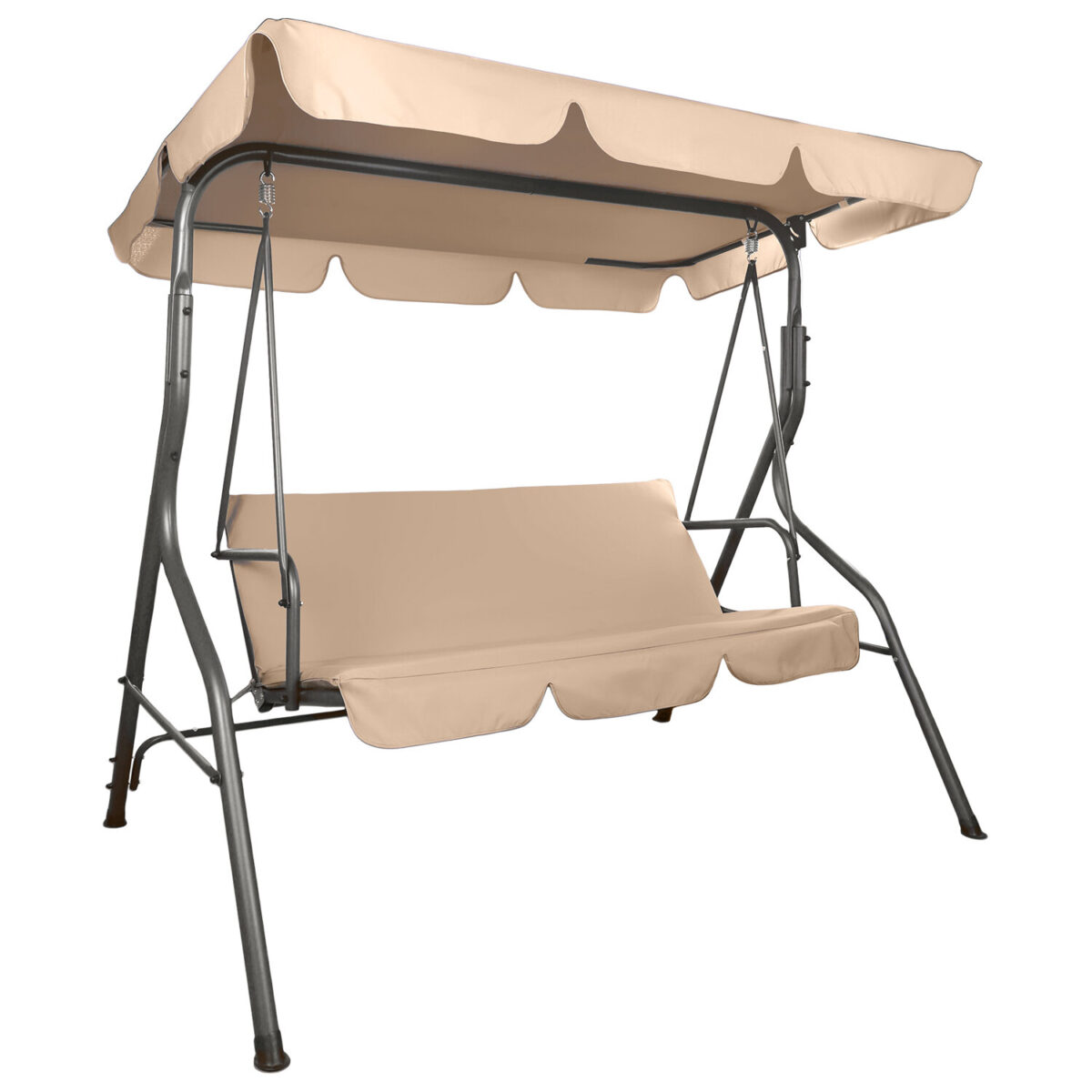 Качели садовые DASWERK (ДАСВЕРК) "COMFORT SC-003", 3 места, Ш170хГ110хВ153 см, мягкое сиденье, кофейный, 680052 — изображение 1