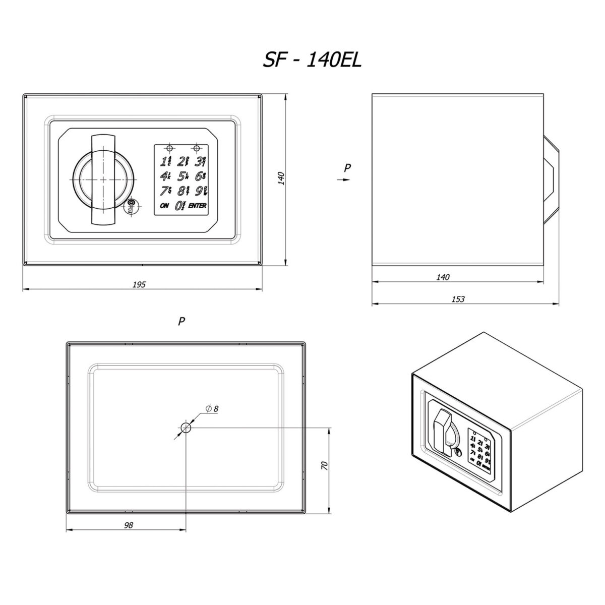 Сейф мебельный BRABIX "SF-140EL", 140х195х140 мм, электронный замок, черный, 291141, S103BR210214 — изображение 8