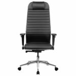 Кресло МЕТТА "ErgoLife" 10 B1-117D, хром, синхромеханизм, 2D-подлокотники, экокожа, черное — изображение 4