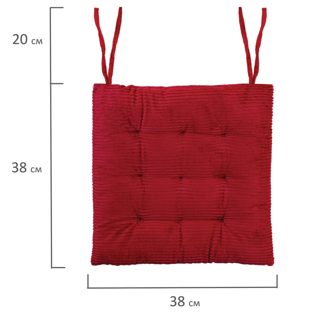 Подушка на стул "ВЕЛЬВЕТ" 38х38 см, полиэстер, бордовая, PRIMILA (ПРИМИЛА) CLASSIC, 700507 — изображение 5