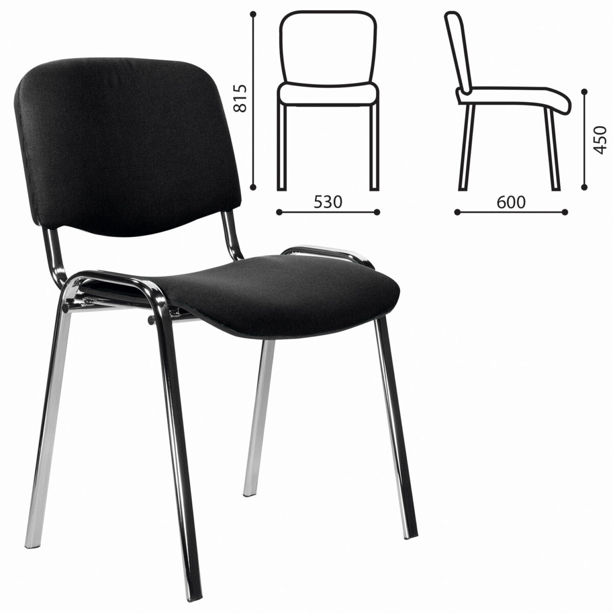 Стул STAFF "Iso Lite CF-008", хром, ткань черная (С-11), 532565 — изображение 6