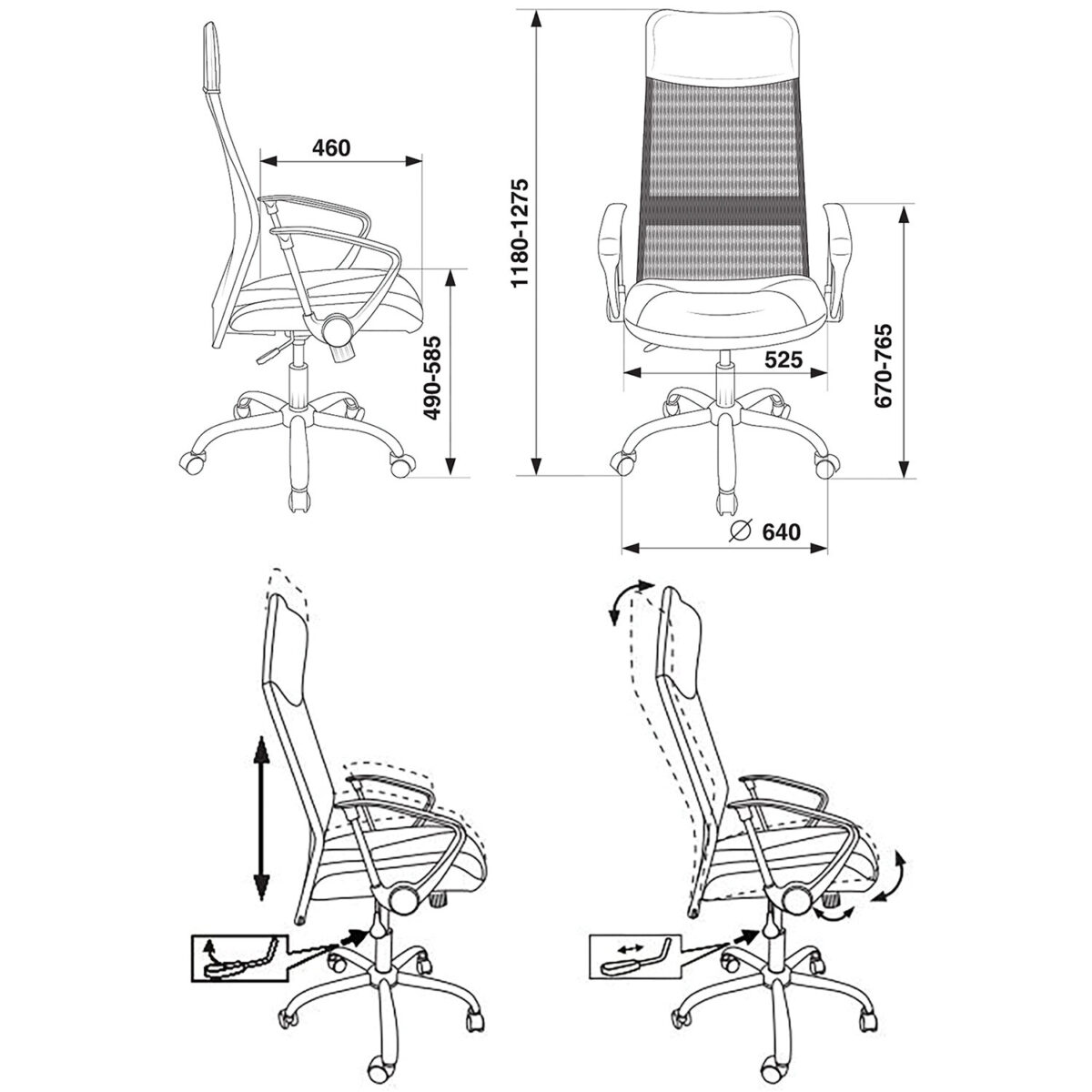 Кресло офисное CH-600SL, хром, ткань-сетка/кожзам, черное, 1380230 — изображение 2