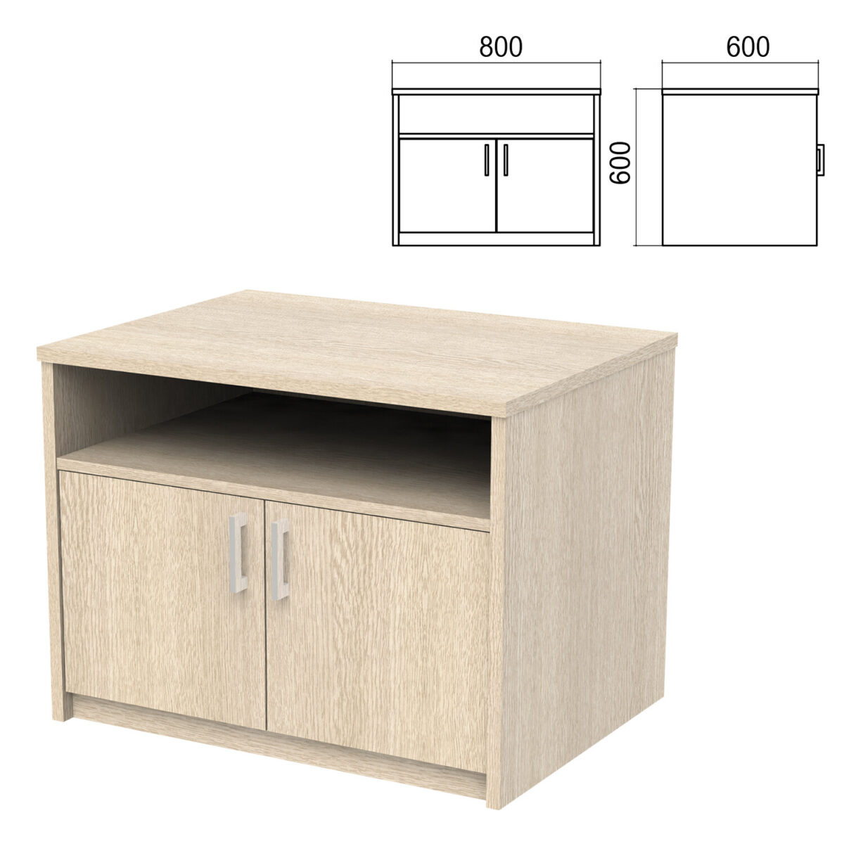 Тумба для оргтехники "Арго", 800х600х600 мм, полка, ясень шимо — изображение 1