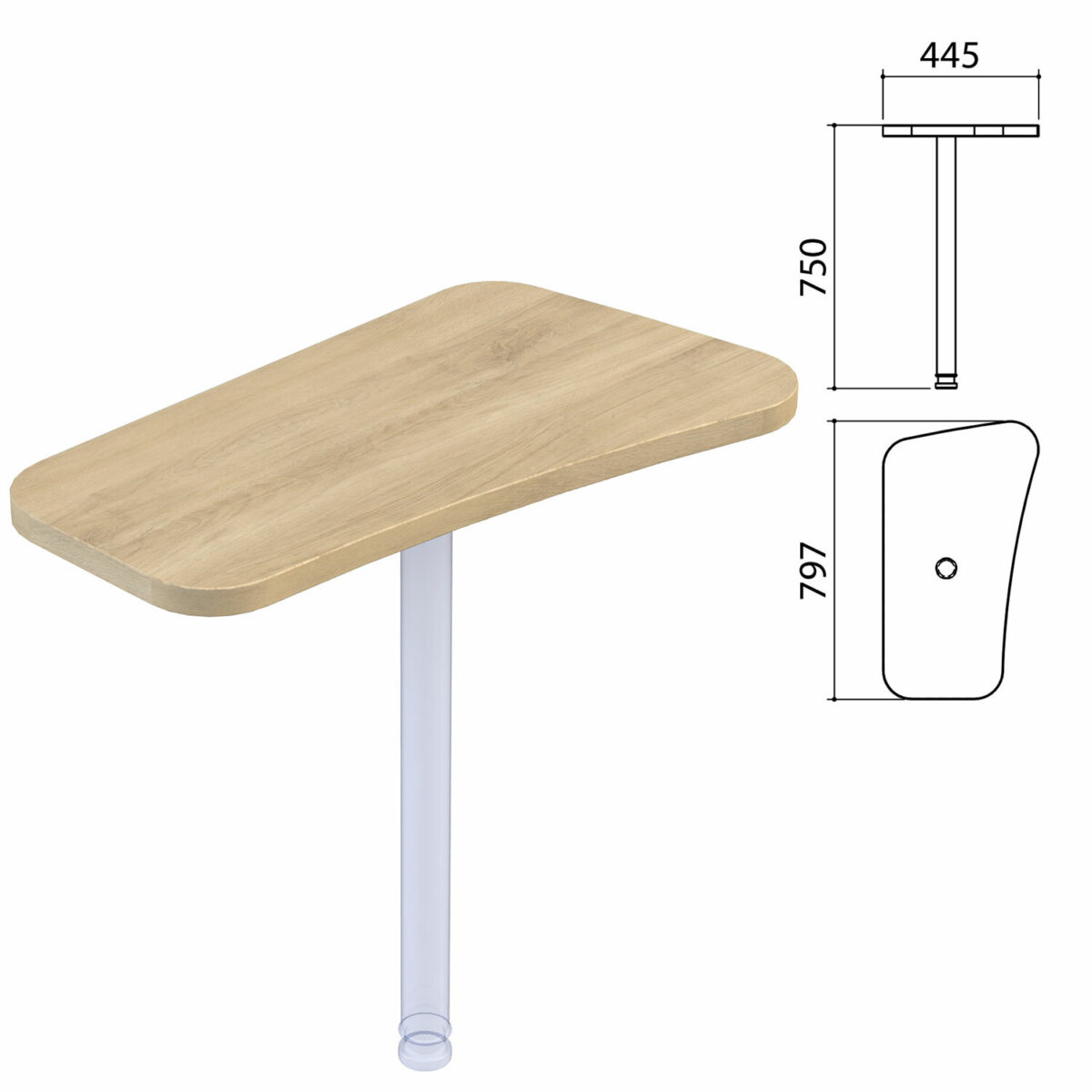 Стол приставной "Приоритет" (797х445х750 мм), БЕЗ ОПОР (640411), кронберг, К-922, К-922 кронберг — изображение 1