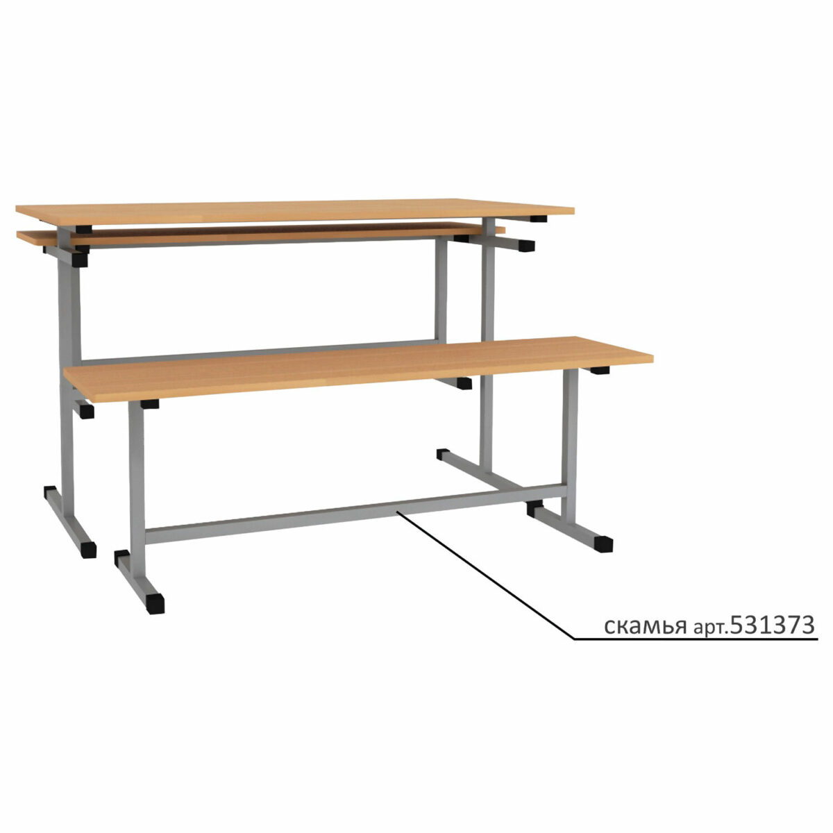 Стол для столовых 1200х600х760 мм, рост 6, серый каркас, ДСП/пластик, цвет бук — изображение 3