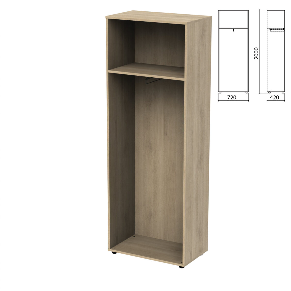 Шкаф (каркас) для одежды "Приоритет" (720х420х2000 мм), кронберг, К-935, К-935 кронберг — изображение 1