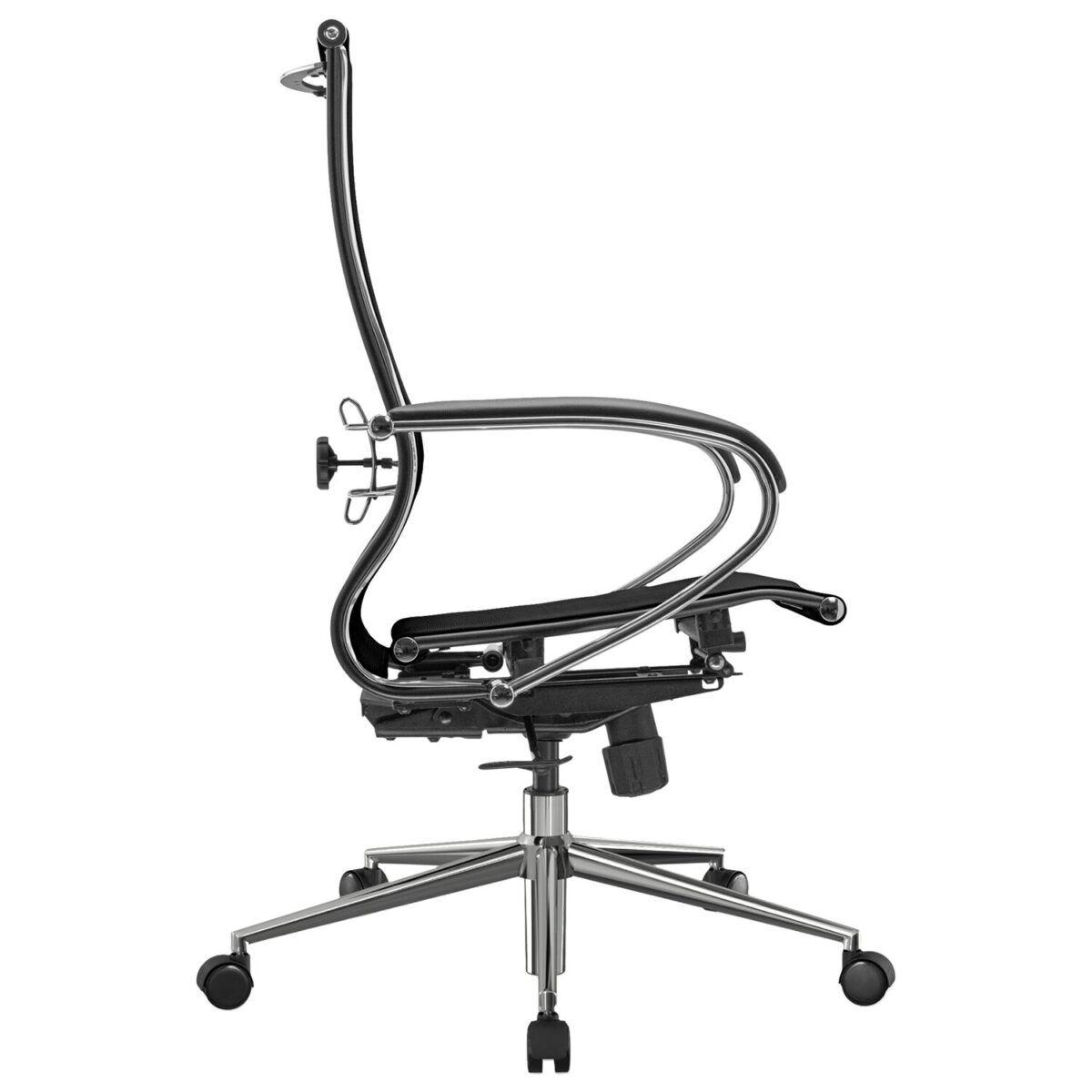 Кресло офисное МЕТТА "К-9" хром, прочная сетка, сиденье и спинка регулируемые, черное — изображение 6