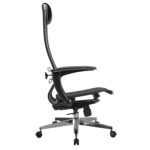 Кресло офисное МЕТТА "К-4-Т" хром, прочная сетка, сиденье и спинка регулируемые, черное — изображение 4