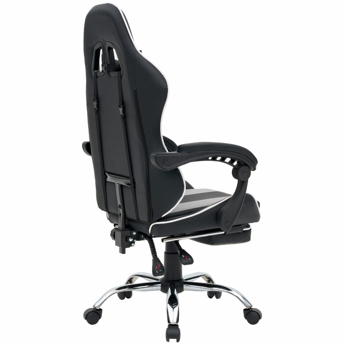 Кресло компьютерное CROMEX (КРОМЕКС) "Wave GM-145", вибромассаж, подножка, подушки, экокожа, черное/серое, 532956 — изображение 2