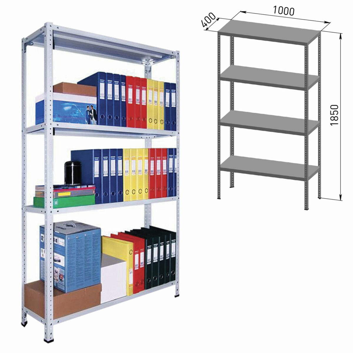 c904611b4075722c62a68703f590d063_xl Стеллаж металлический ПРАКТИК "MS", 1850х1000х400 мм, 4 полки, MS 185/100х40/4 — изображение 1