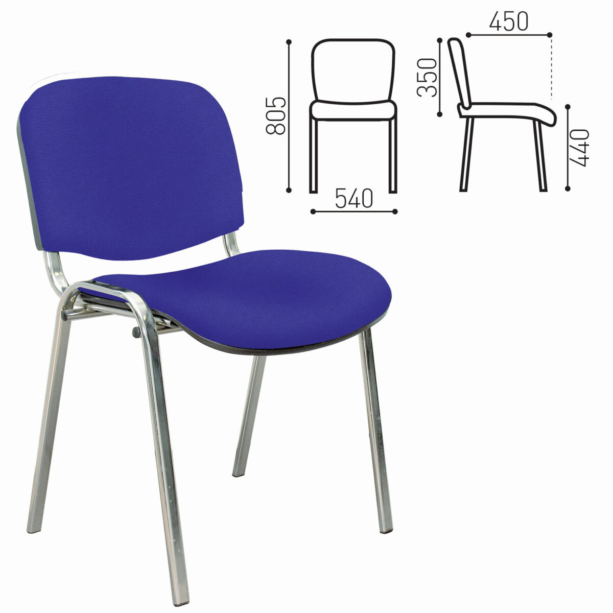 Стул для персонала и посетителей "ИЗО", хромированный каркас, ткань синяя С-06 — изображение 1