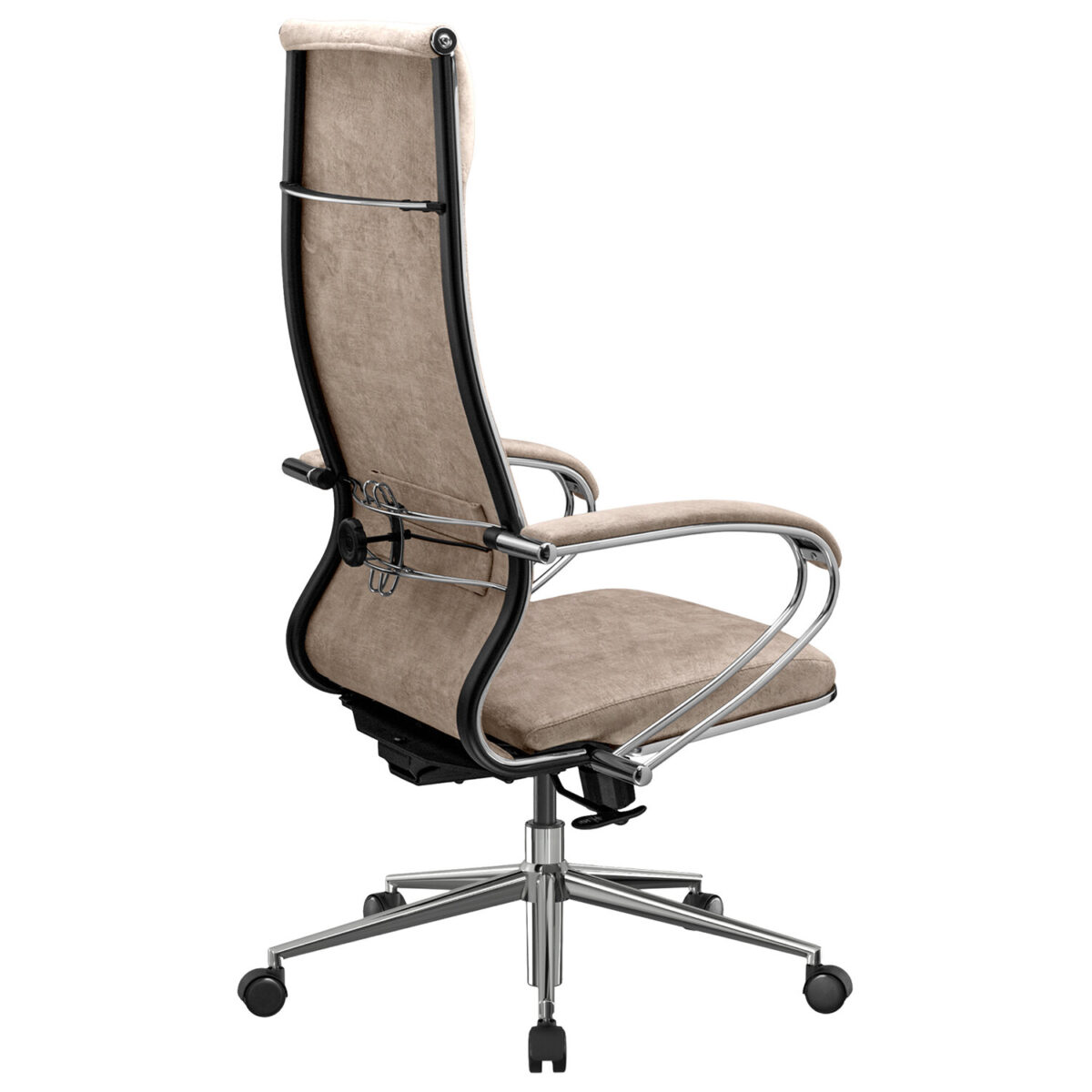 Кресло офисное МЕТТА "L1m 42", хром, сиденье и спинка мягкие, велюр, бежевое — изображение 10