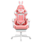 Кресло компьютерное DEFENDER "Irifi", 2 подушки, подставка для ног, экокожа, розовое/белое, 64042 — изображение 3