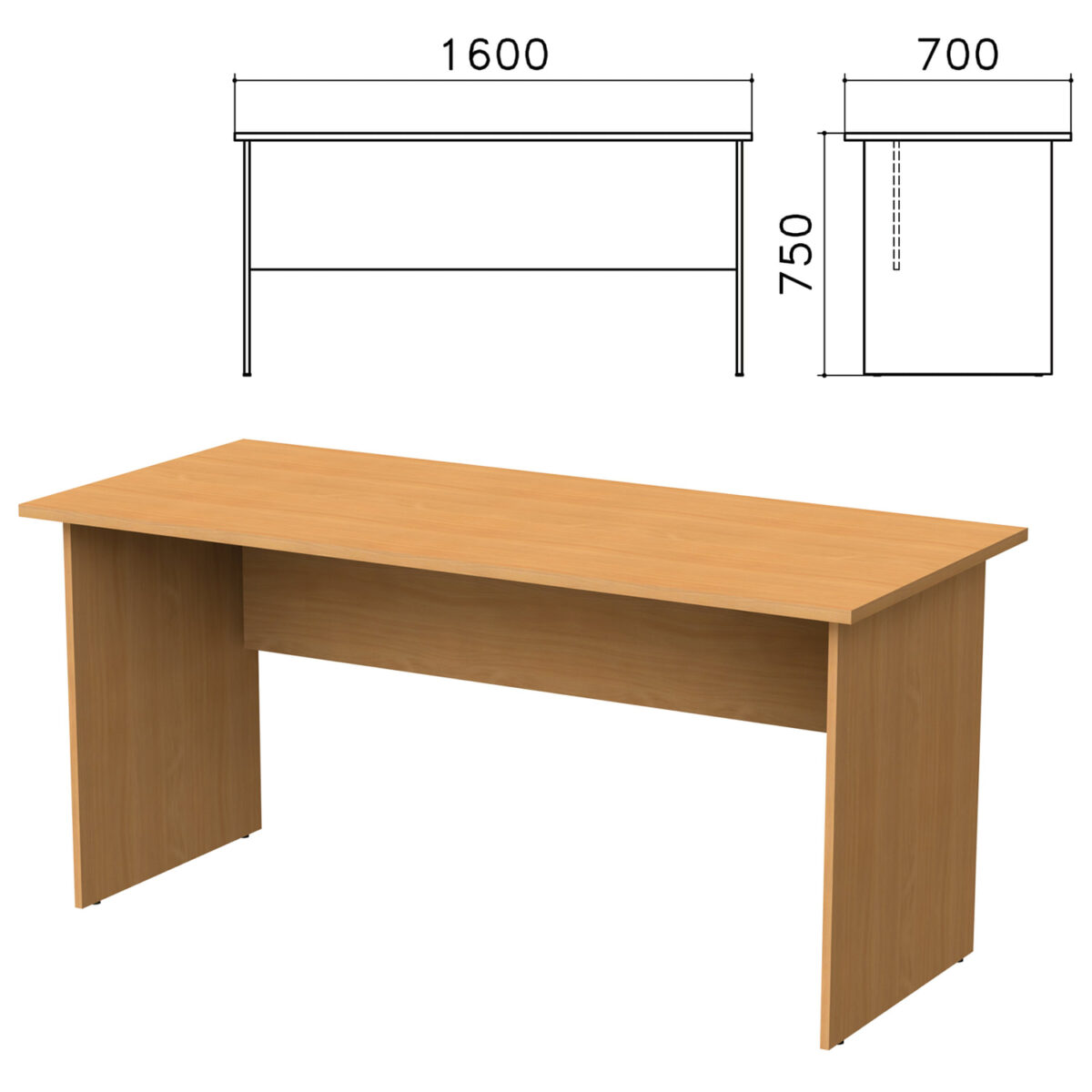 Стол письменный "Монолит", 1600х700х750 мм, цвет бук бавария, СМ3.1 — изображение 1