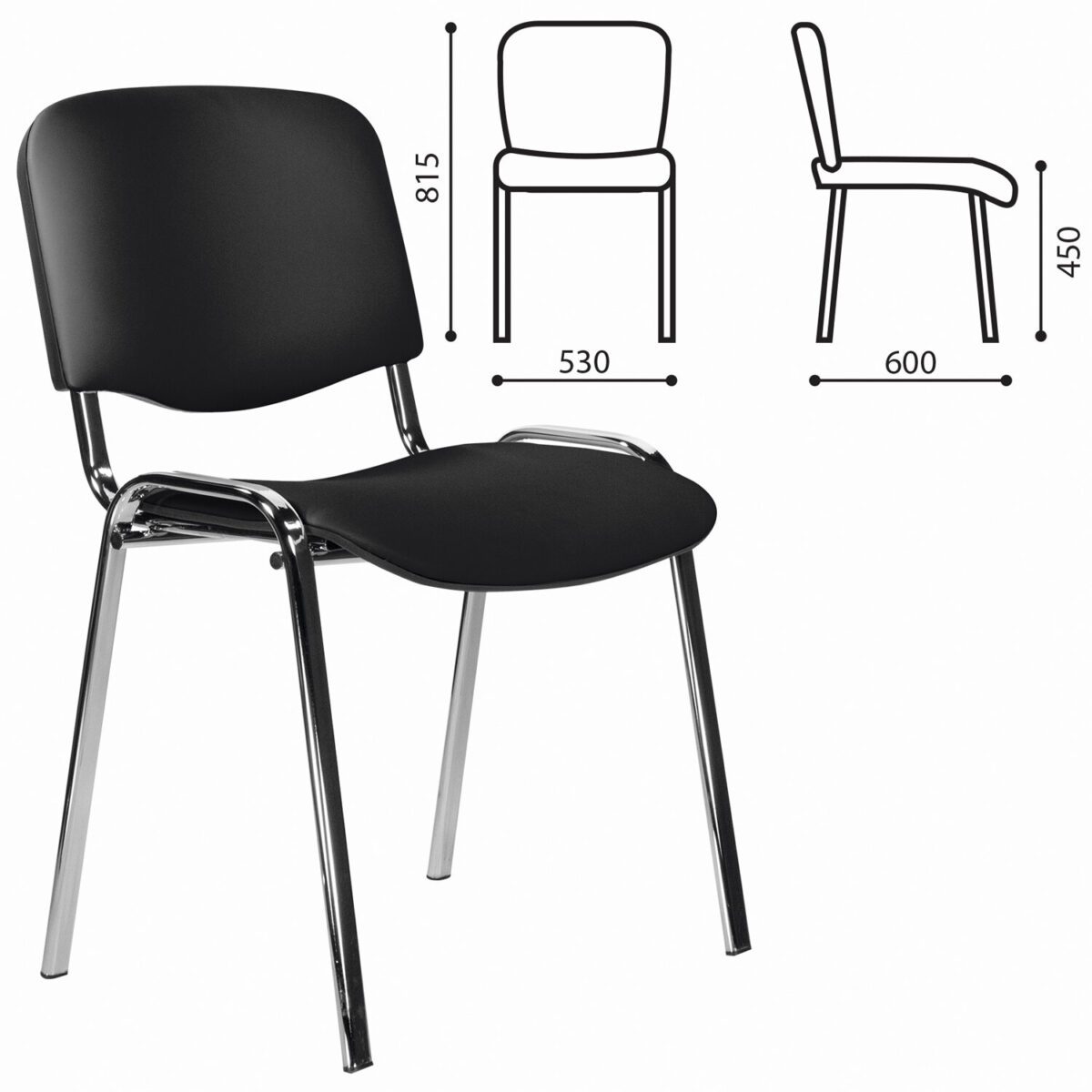 Стул STAFF "Iso Lite CF-008", хром, кожзам черный (Z-11), 532567 — изображение 6