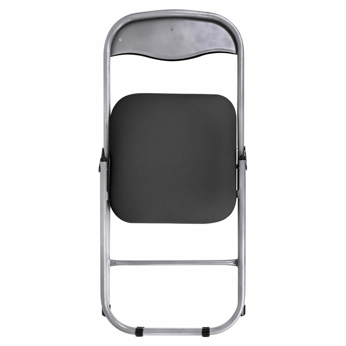 Стул складной для дома и офиса РС04, серебристый каркас, кожзам черный — изображение 5