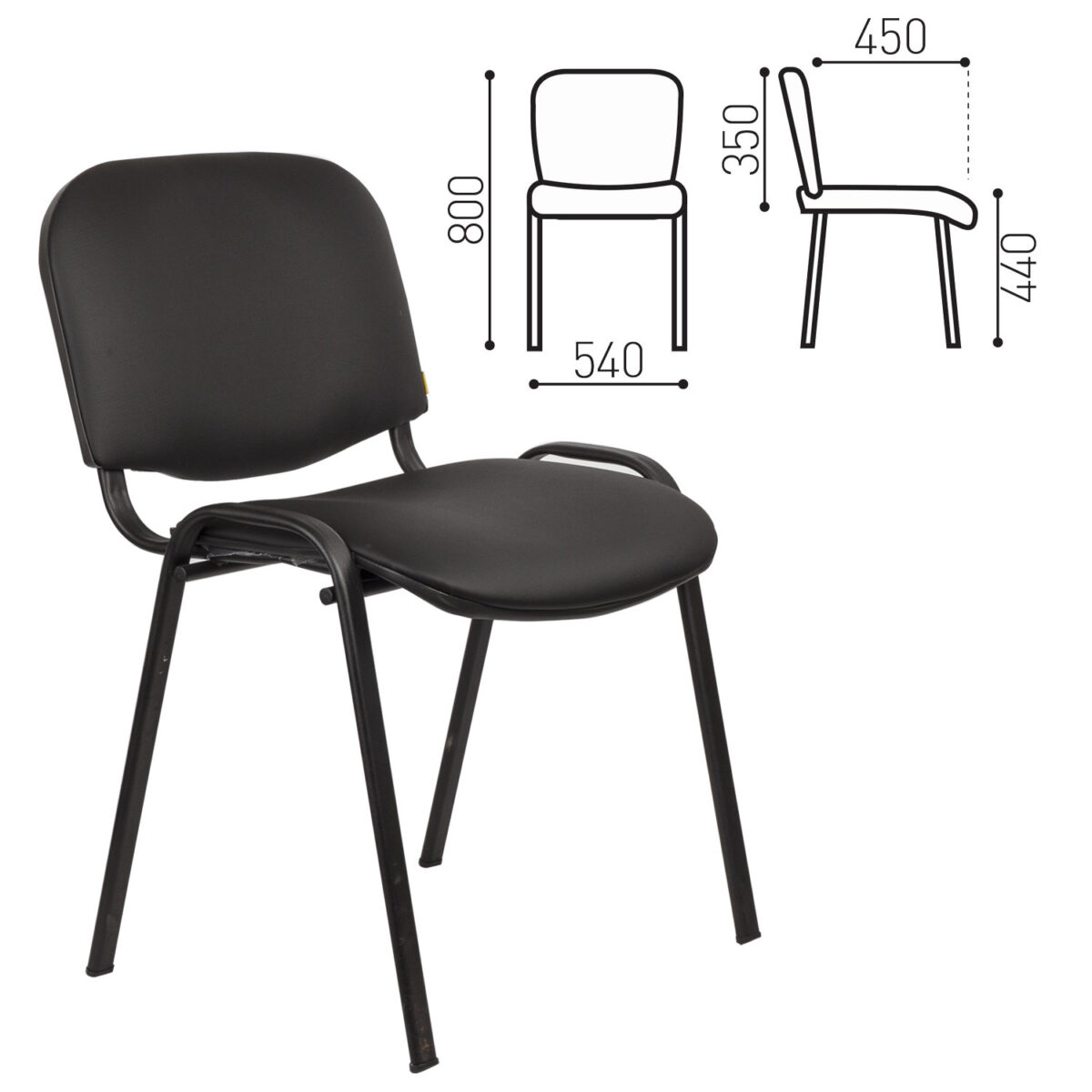 Стул для персонала и посетителей "ИЗО", черный каркас, кожзаменитель черный, Z-11 — изображение 1