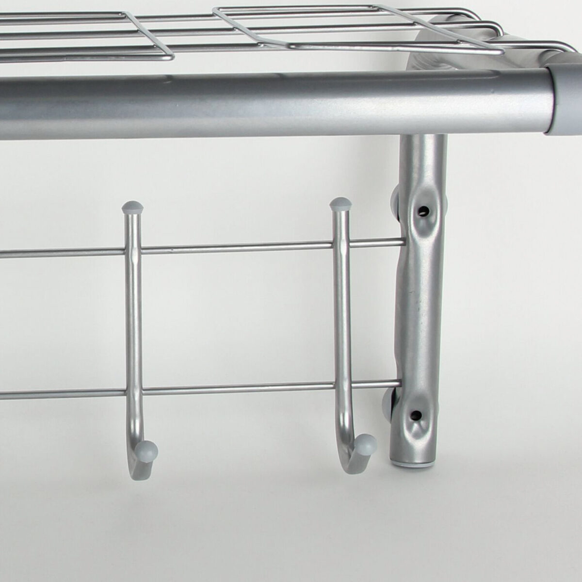 Вешалка настенная SHT-WH7, 297х705х407 мм, 5 крючков + 2 дополнительных крючка + полка, металл/пластик, хром лак — изображение 3