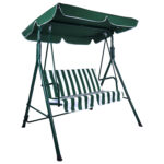Качели садовые DASWERK (ДАСВЕРК) "RELAX SC-001", 2 места, Ш140хГ110хВ153 см, мягкое сиденье, зеленый/белый, 680050