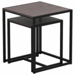 Стол журнальный "Терса", 490х490х560/390х390х460 мм, КОМПЛЕКТ 2 шт., металл/ЛДСП ясень шимо темный — изображение 2