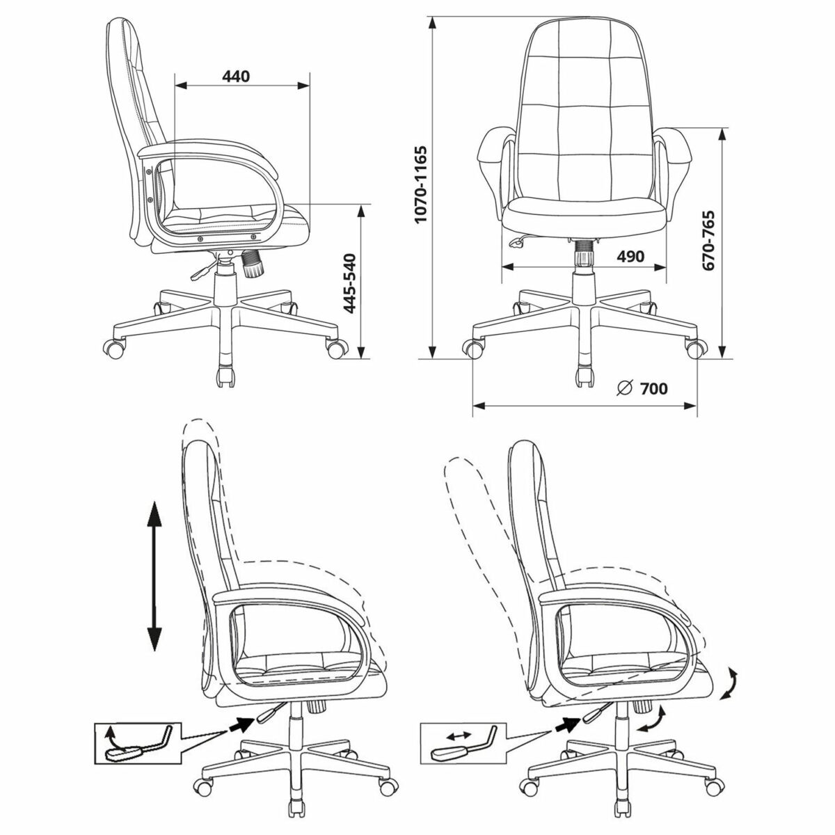 Кресло офисное CH-002, ткань, черное, 1973991 — изображение 8