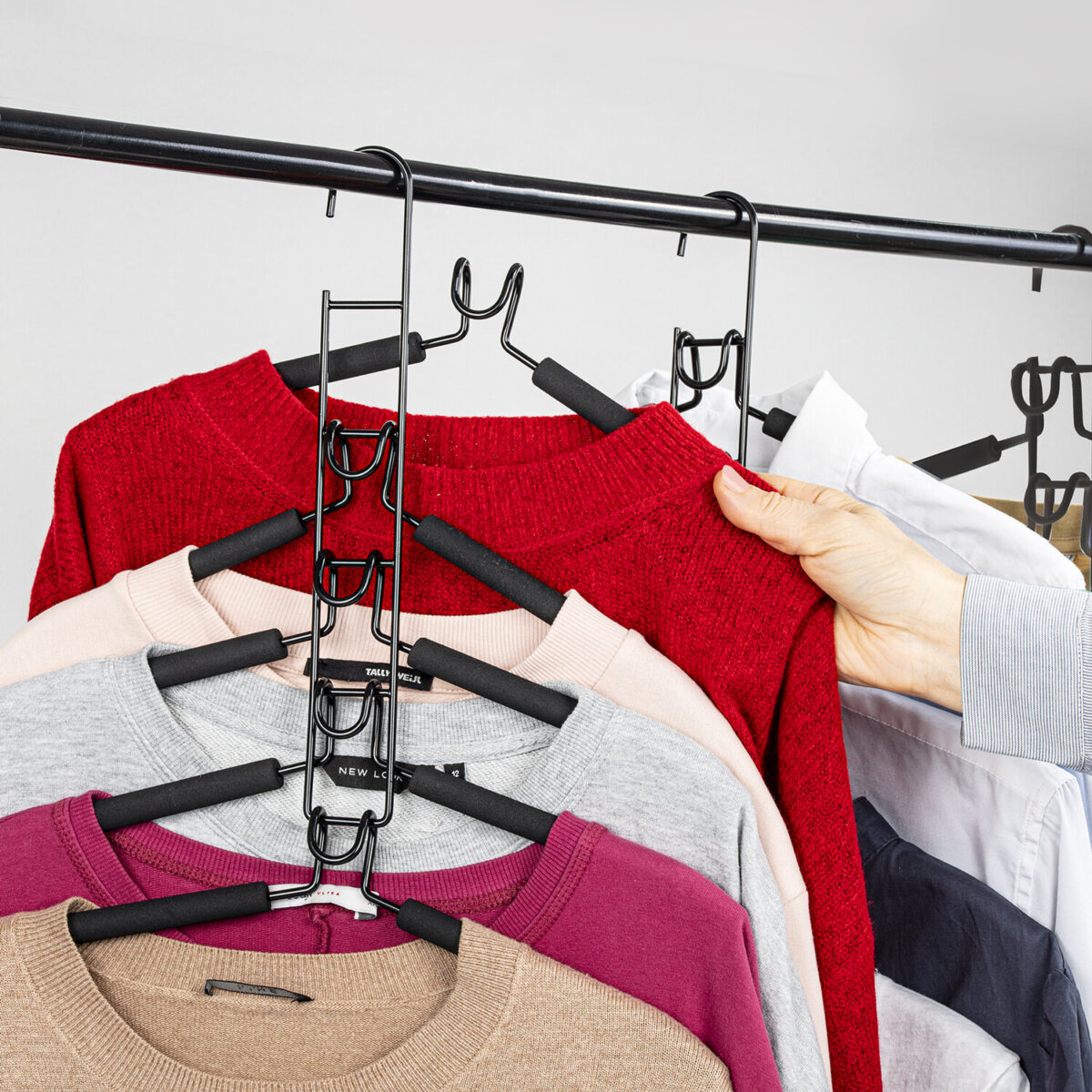 Вешалка-плечики трансформер, 5 плечиков, металл с покрытием, черные, BRABIX ULTRA, 607474 — изображение 9
