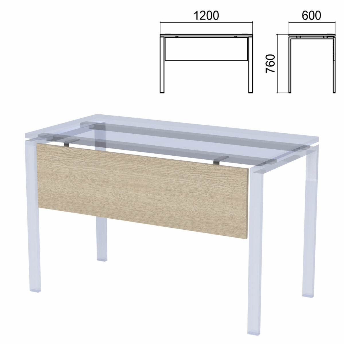Царга к столам на металлокаркасе "Арго", шириной 1200 мм, ясень шимо — изображение 1