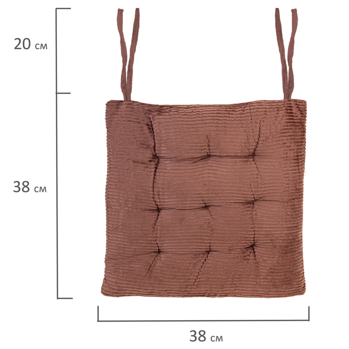 Подушка на стул "ВЕЛЬВЕТ" 38х38 см, полиэстер, коричневая, PRIMILA (ПРИМИЛА) CLASSIC, 700506 — изображение 5