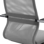 Кресло офисное МЕТТА "SU-B-8" хром, ткань-сетка, сиденье мягкое, светло-серое — изображение 11