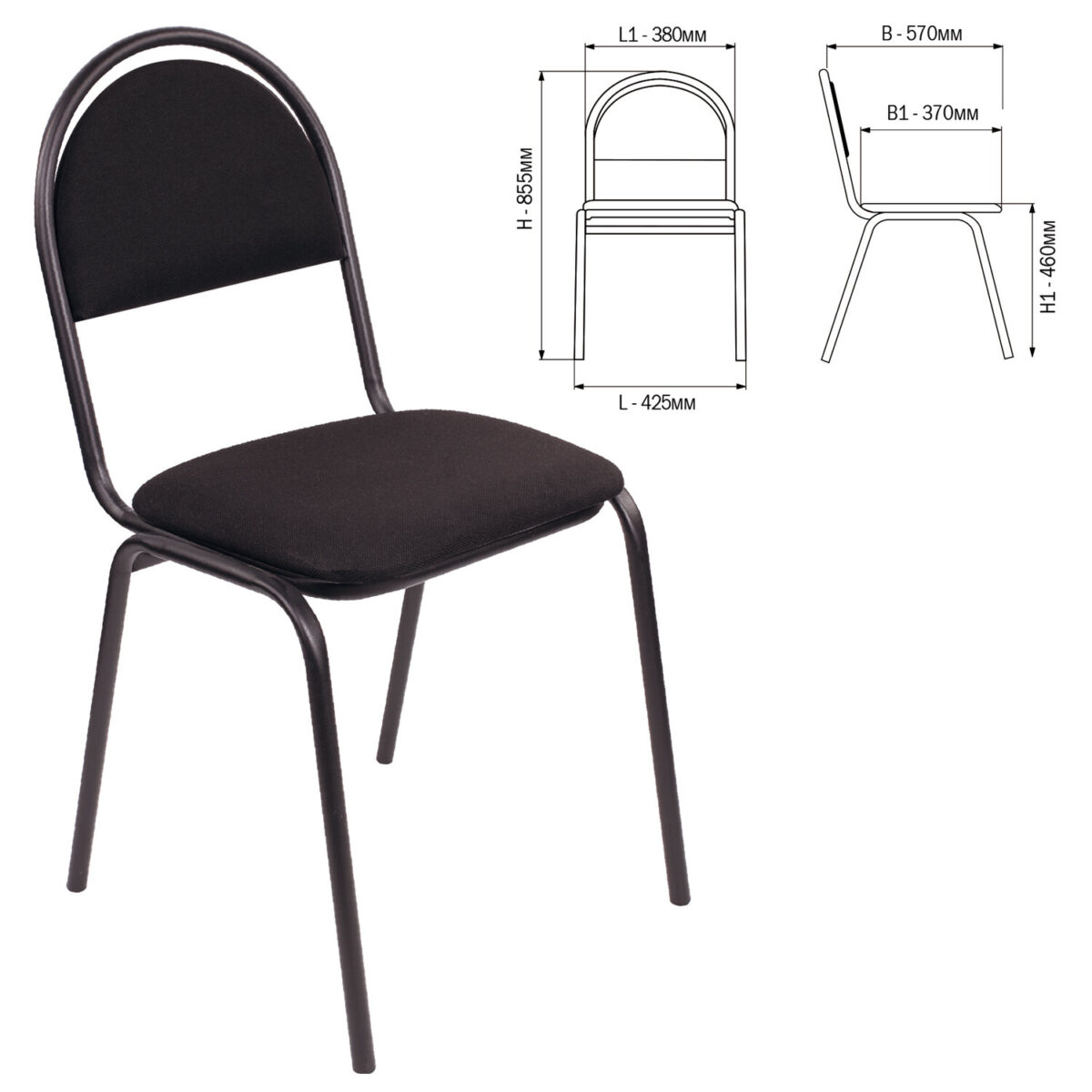 Стул для посетителей РС00М, черный каркас, ткань черная — изображение 1