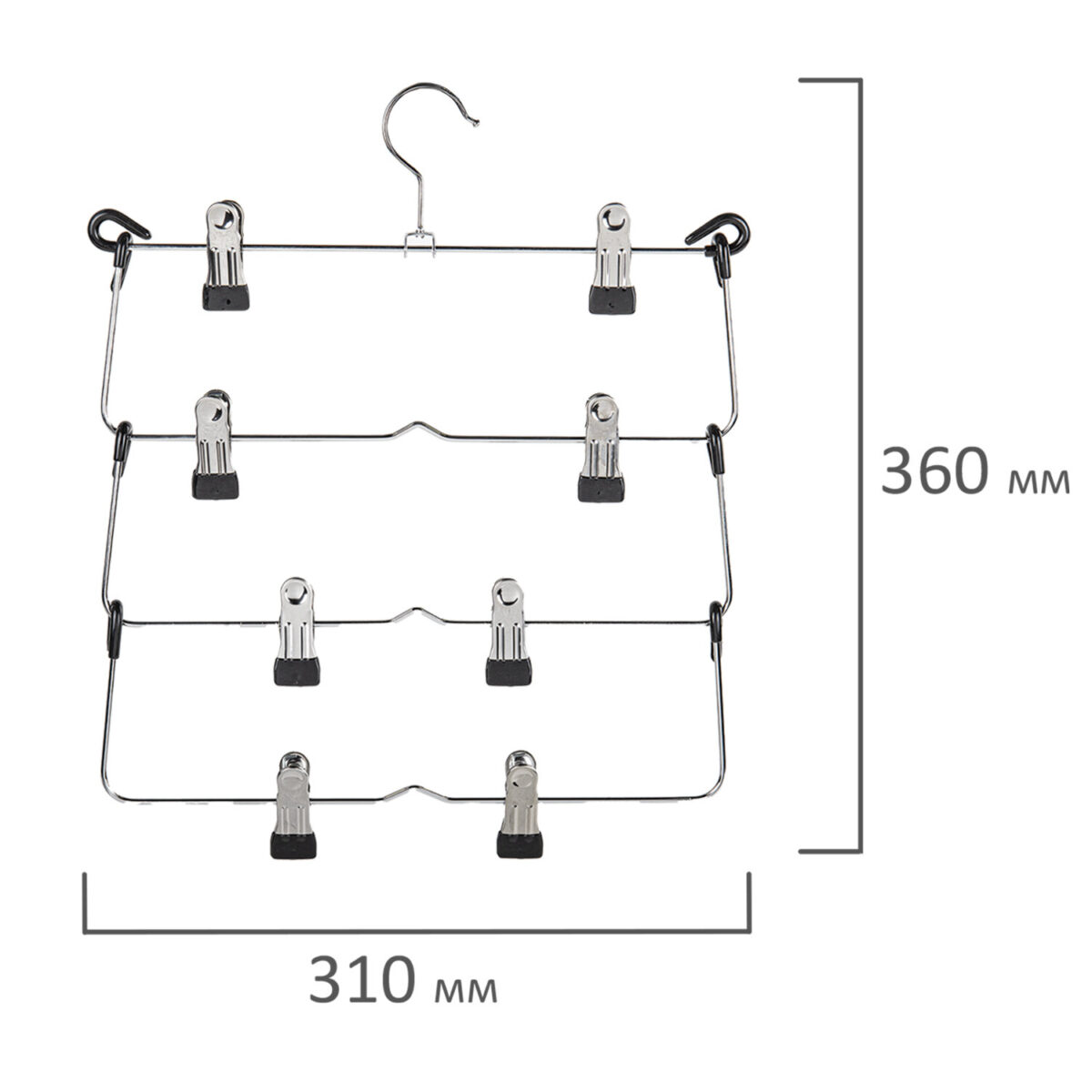 Вешалка-плечики качели, 4 секции, металлическая, с клипсами для юбок и брюк, BRABIX, 607472 — изображение 3