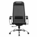 Кресло офисное МЕТТА "К-12", хром, ткань-сетка, сиденье и спинка регулируемые, черное — изображение 6